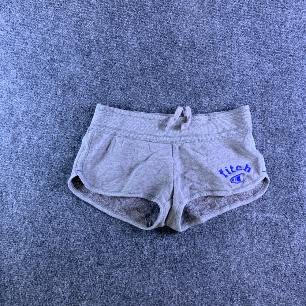 VTG Abercrombie & Fitch Mini Shorts Girls Medium Heather Gray Cotton Drawstring